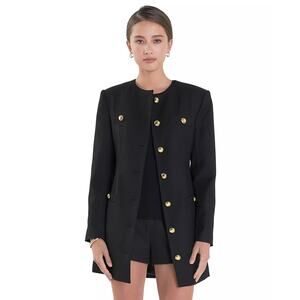 English Factory Women's Button-Front Blazer Dress Long Sleeve Black Size 2 NWT